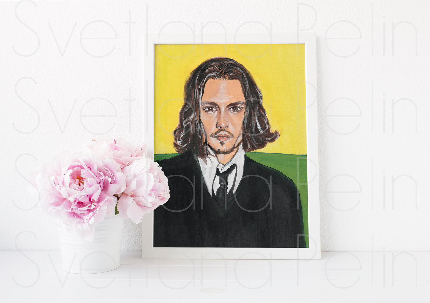 Johnny Depp, ORIGINAL Gouache Painting, Artwork by Svetlana Pelin