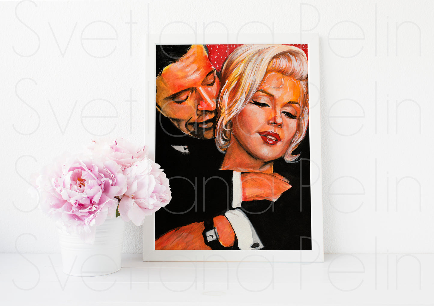 Marilyn Monroe, Marilyn Monroe, Yves Montand, Let's Make Love, LML, ORIGINAL Gouache painting, Artwork by Svetlana Pelin