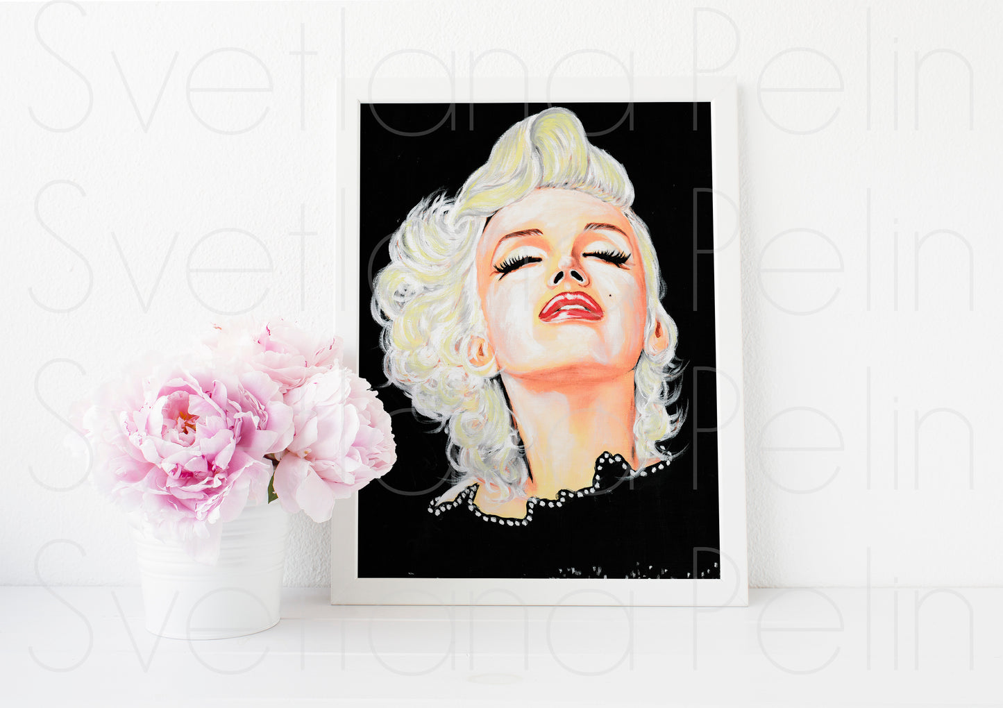 Marilyn Monroe, Milton Greene, Black coat, ORIGINAL Oil painting, Artwork by Svetlana Pelin
