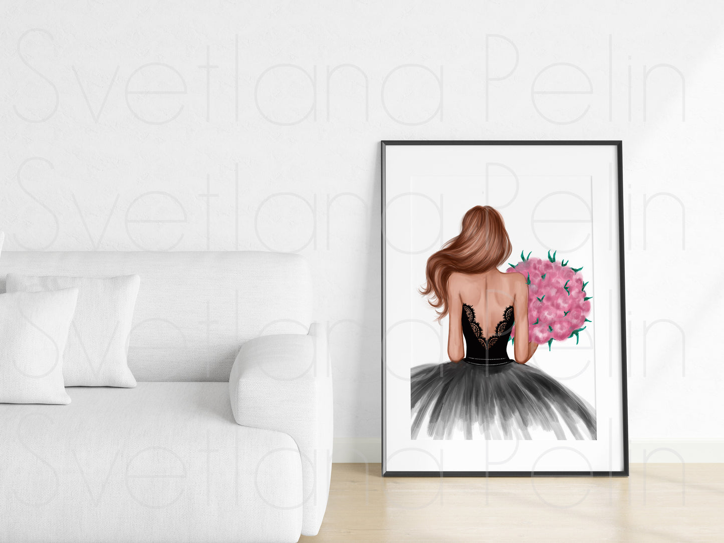 Girl with flowers, Printable Art, INSTANT DOWNLOAD