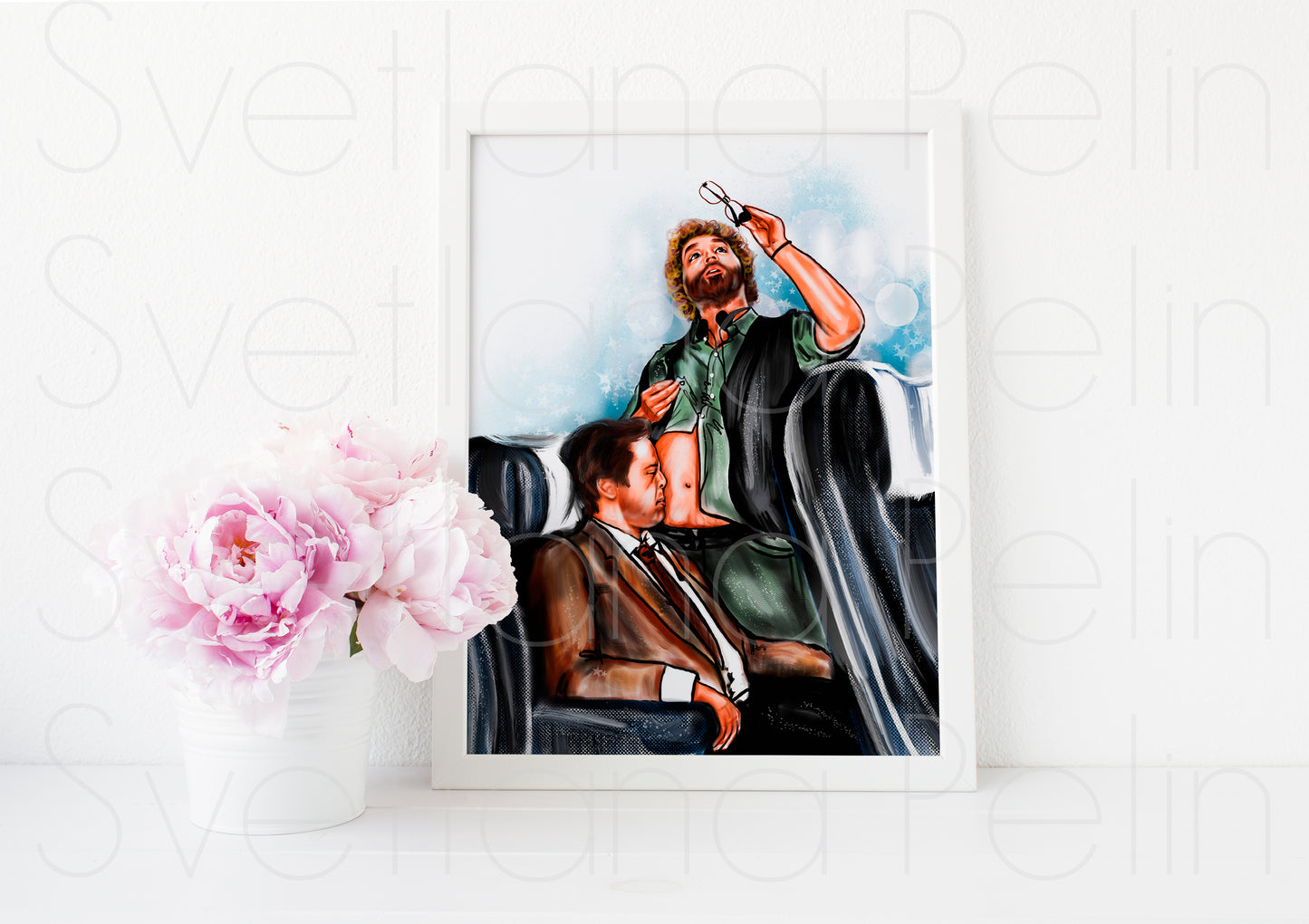 Robert Downey Jr., Zach Galifianakis, ART PRINT Signed by Artist