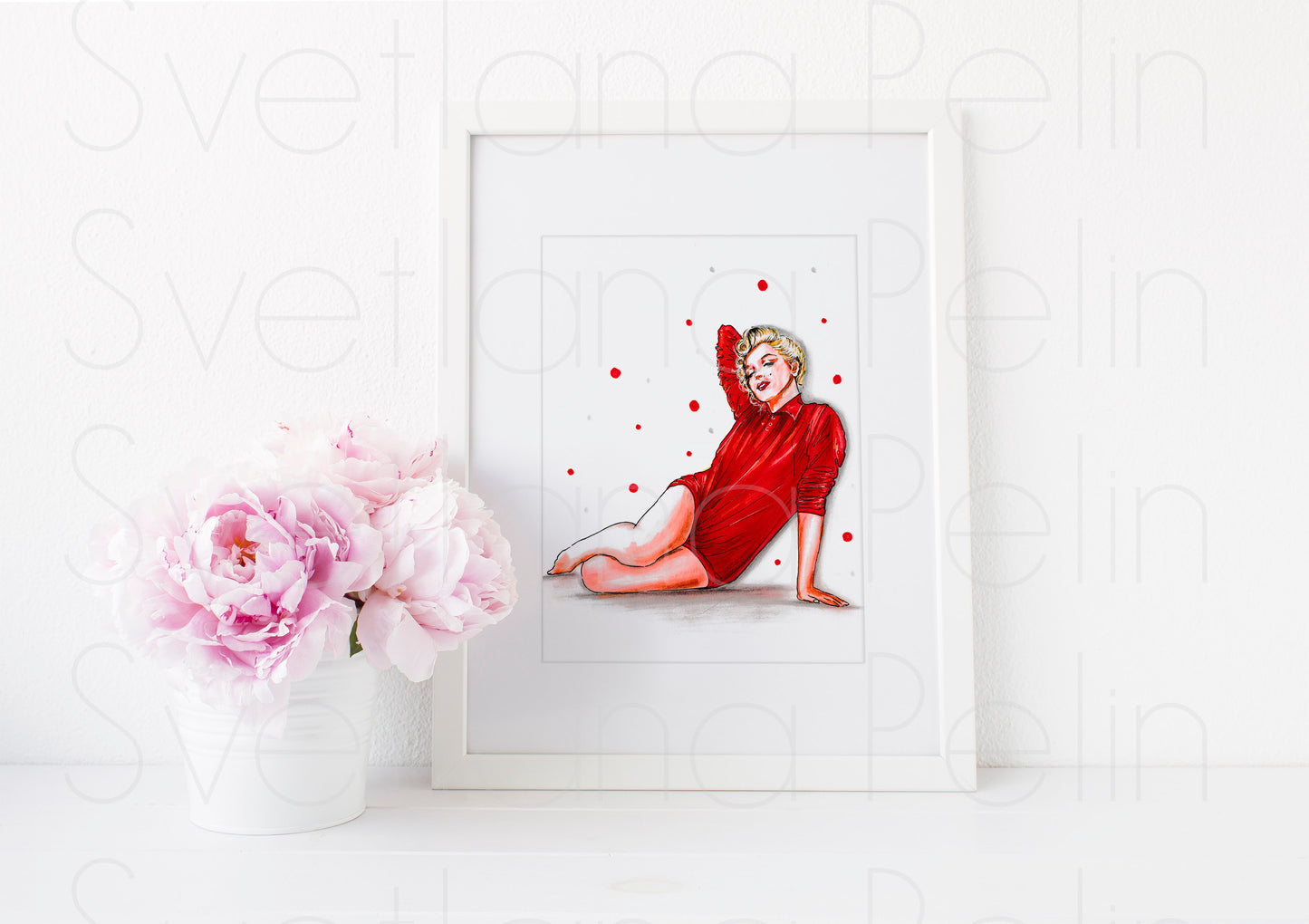 Marilyn Monroe, Milton Greene, Red sweater, ART PRINT Signed by Artist