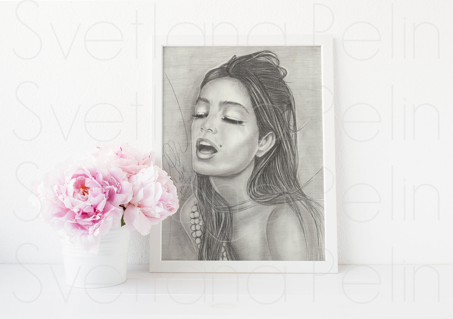 Cindy Crawford, ORIGINAL Pencil drawing, Artwork by Svetlana Pelin