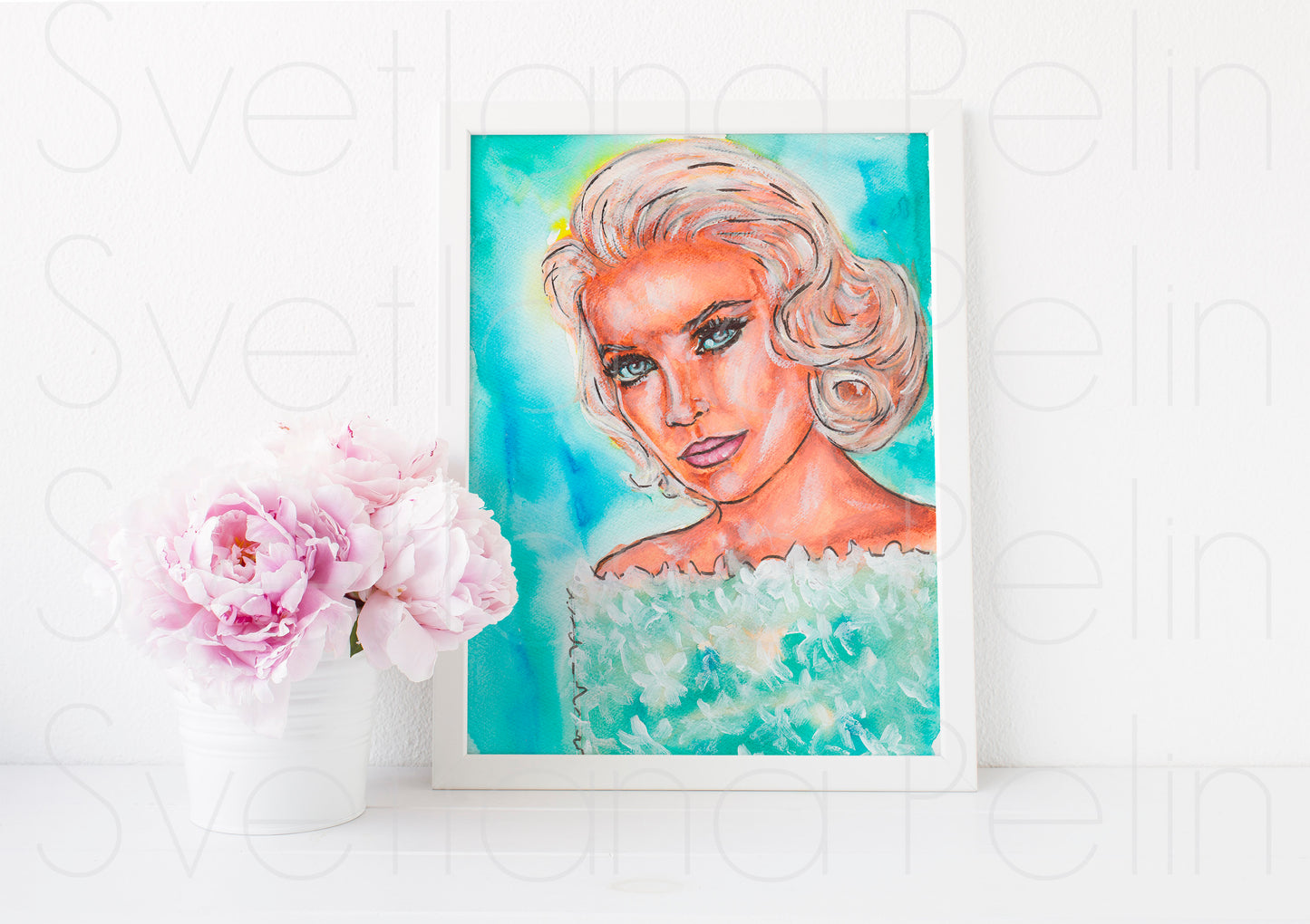 Grace Kelly, ORIGINAL Watercolor Painting, Artwork by Svetlana Pelin