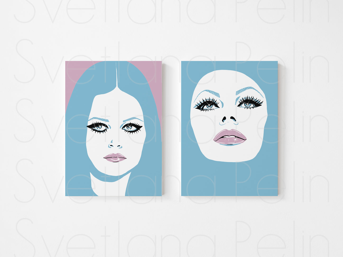 2 pieces, Claudia Cardinale, Sophia Loren, Digital  Art, Wall Home Decor, INSTANT DOWNLOAD