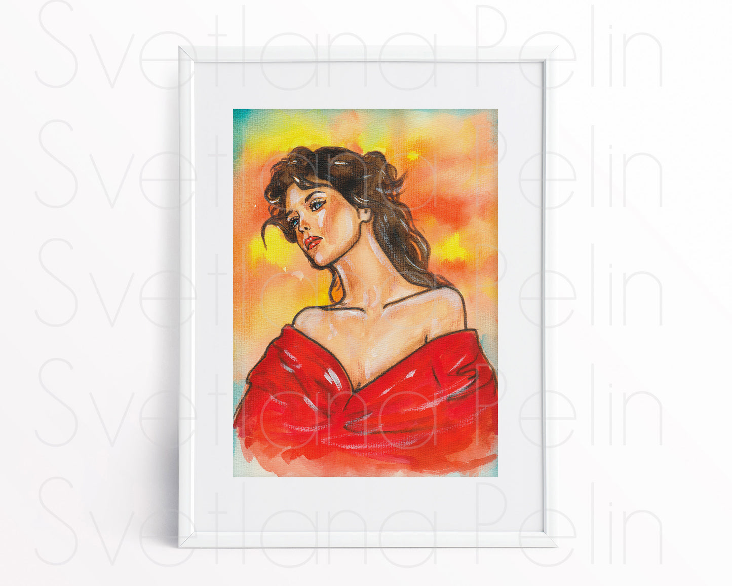 Isabelle Adjani, ORIGINAL Watercolor Painting, Artwork by Svetlana Pelin