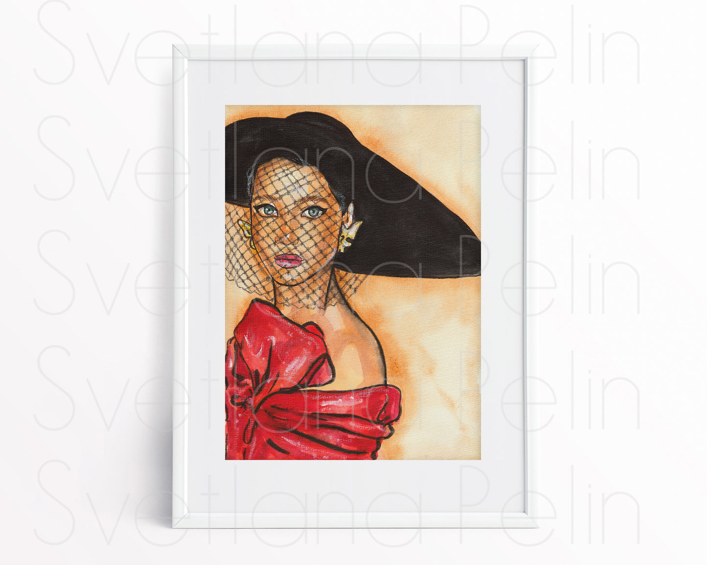 Christy Turlington, ORIGINAL Watercolor Painting, Artwork by Svetlana Pelin