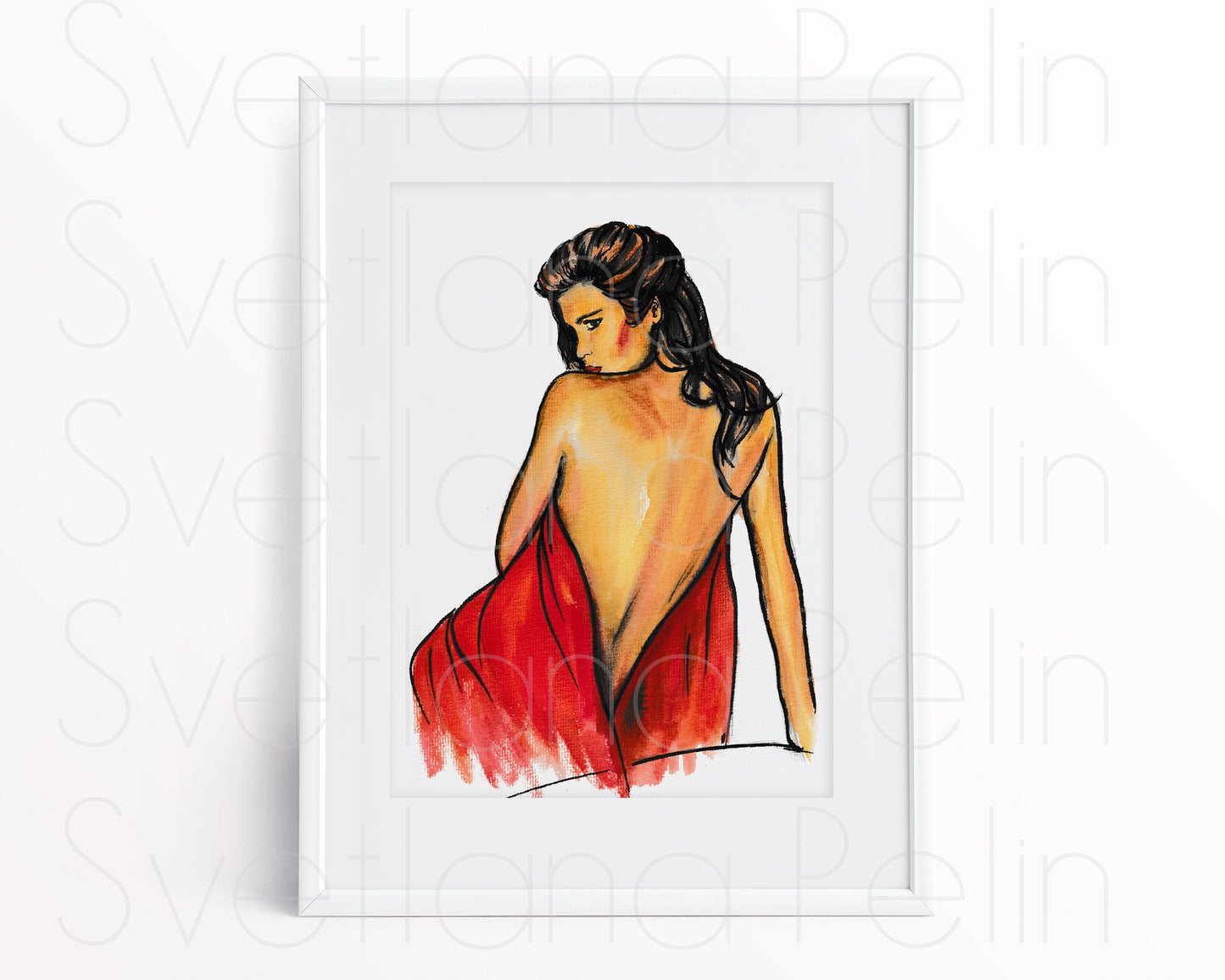 Gia Marie Carangi, ORIGINAL Watercolor Painting, Artwork by Svetlana Pelin