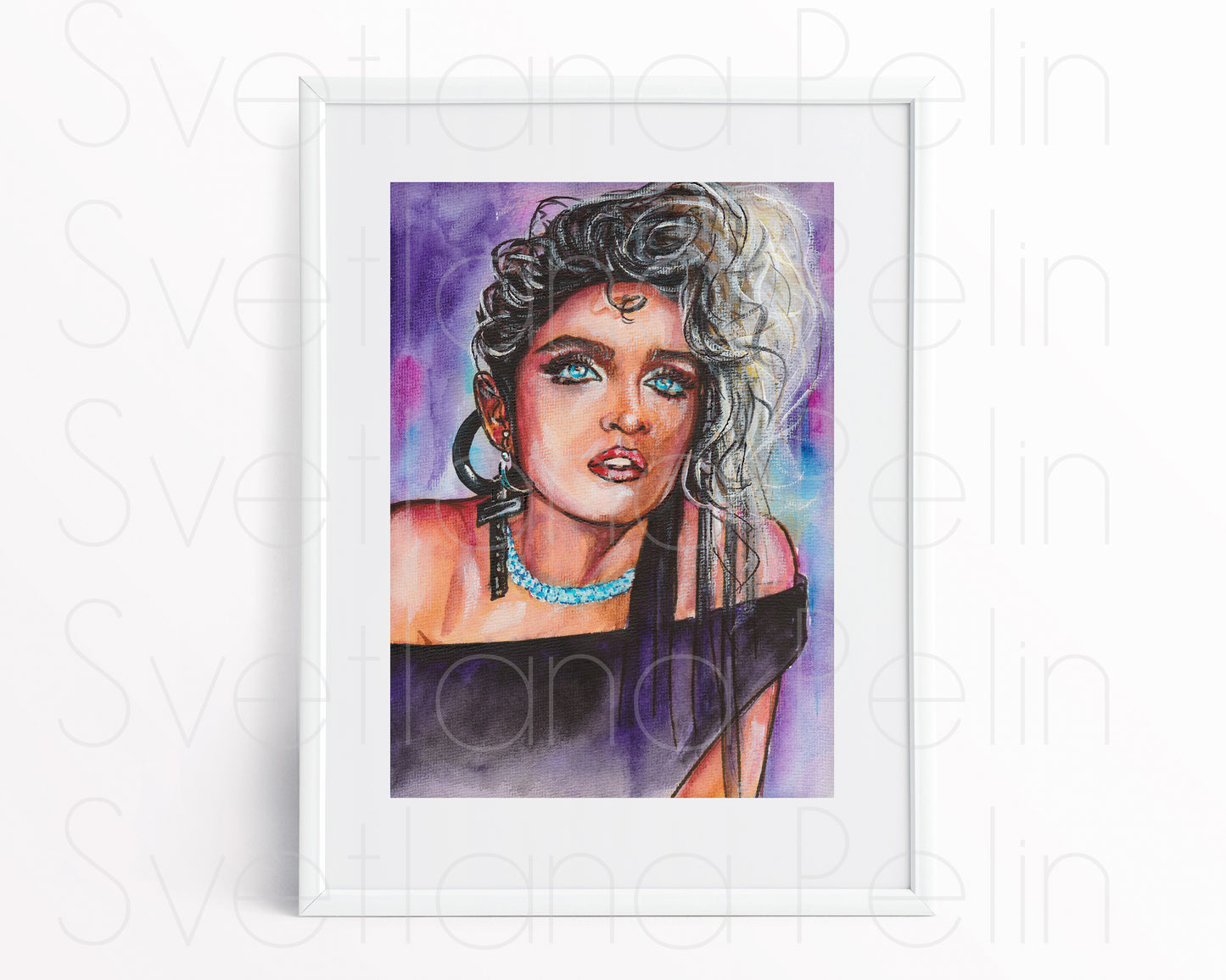 Madonna Louise Veronica Ciccone, MLVC, ORIGINAL Watercolor Painting, Artwork by Svetlana Pelin