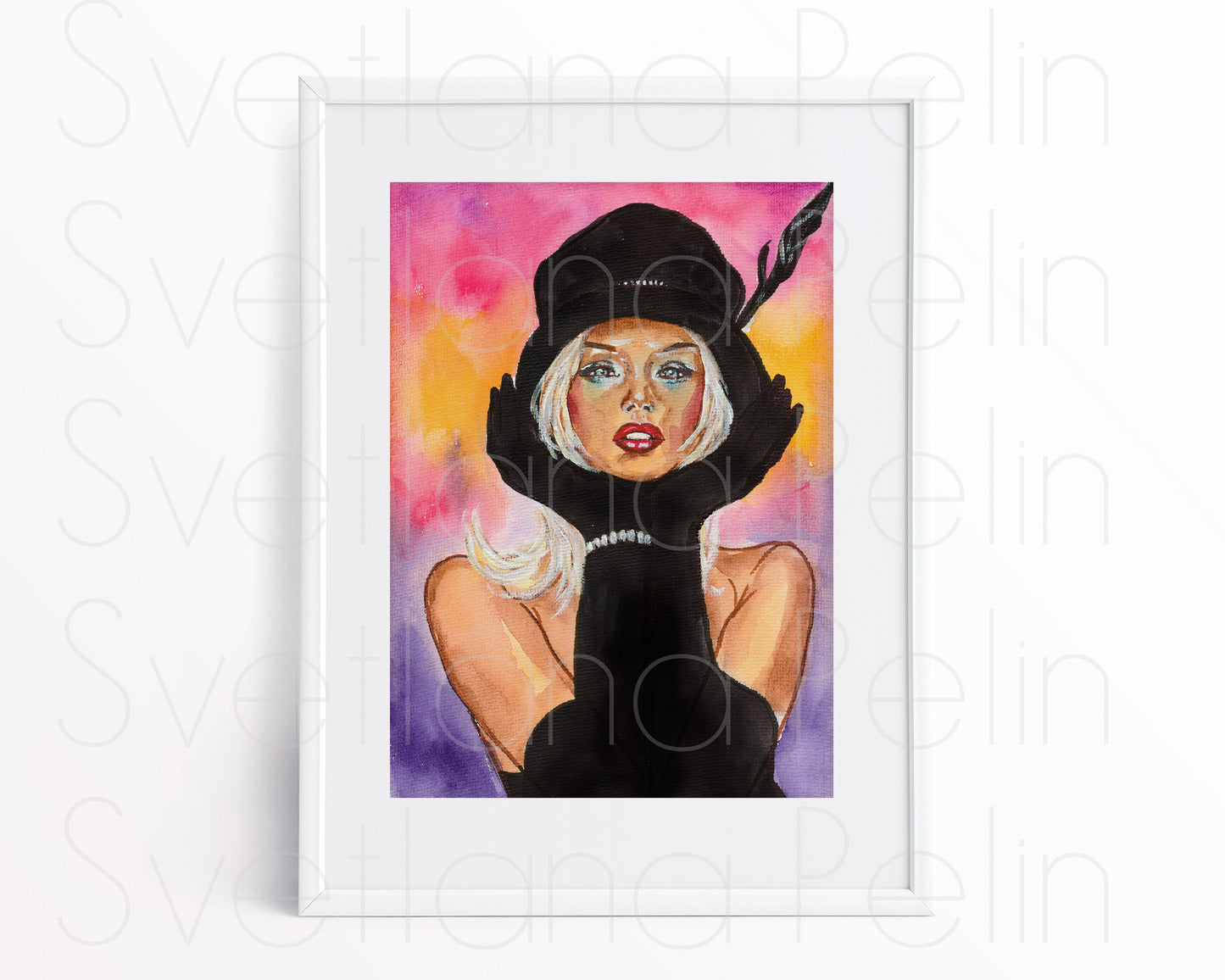 Adriana Sklenarikova- Karembeu, ORIGINAL Watercolor Painting, Artwork by Svetlana Pelin