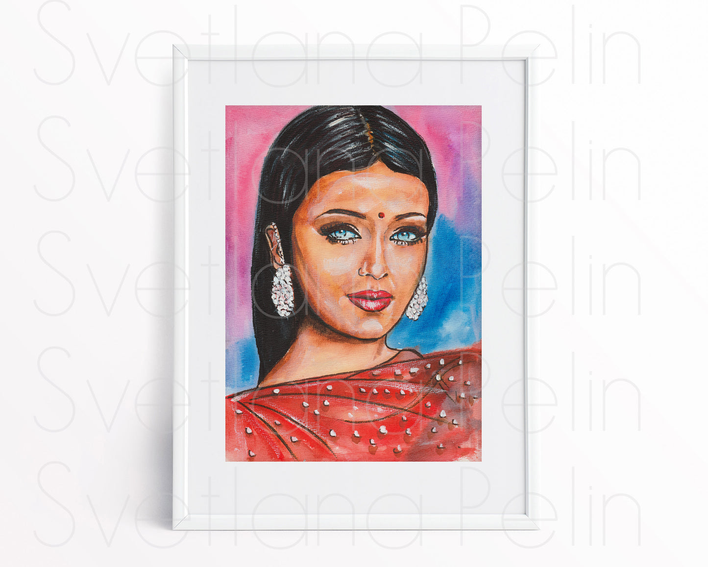 Aishwarya Rai, ORIGINAL Watercolor Painting, Artwork by Svetlana Pelin