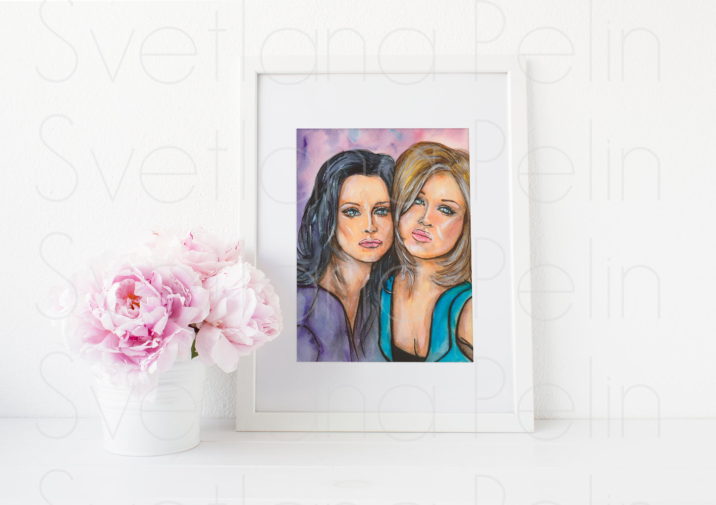 Courteney Cox, Jennifer Aniston, ART PRINT Signed by Artist