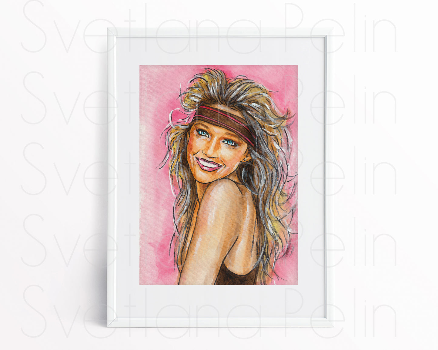 Heather Locklear, ORIGINAL Watercolor Painting, Artwork by Svetlana Pelin