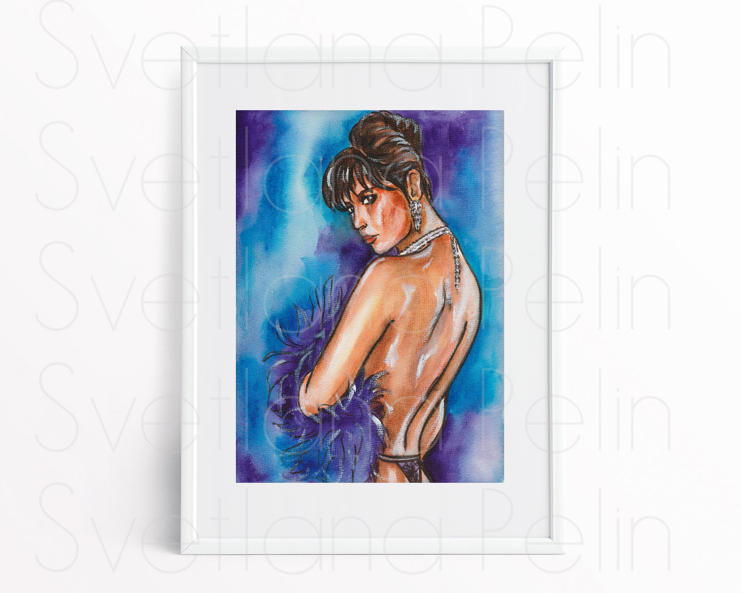 Demi Moore, Striptease, ORIGINAL Watercolour Painting, Artwork by Svetlana Pelin