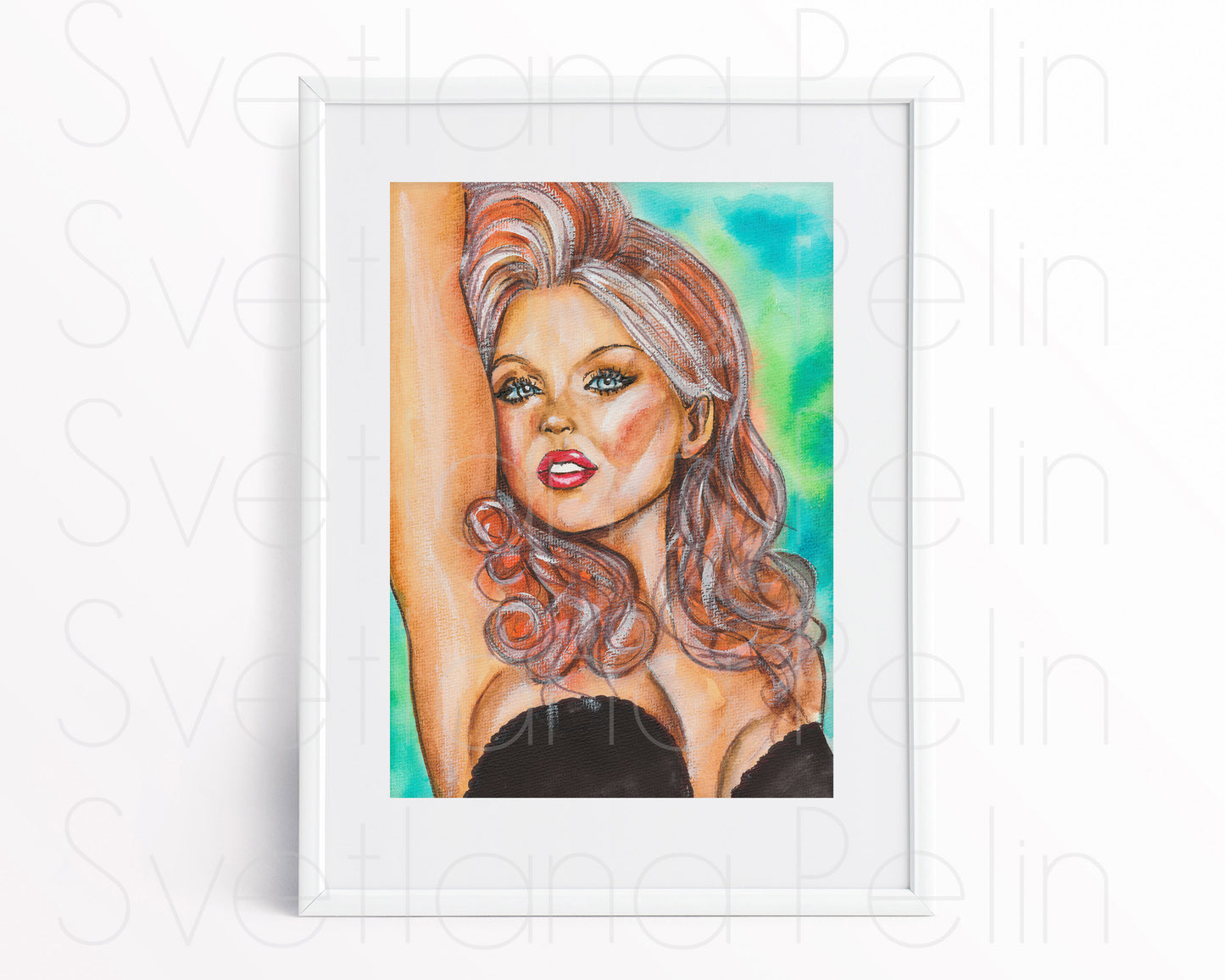 Geri Halliwell, GH, ORIGINAL Watercolor Painting, Artwork by Svetlana Pelin