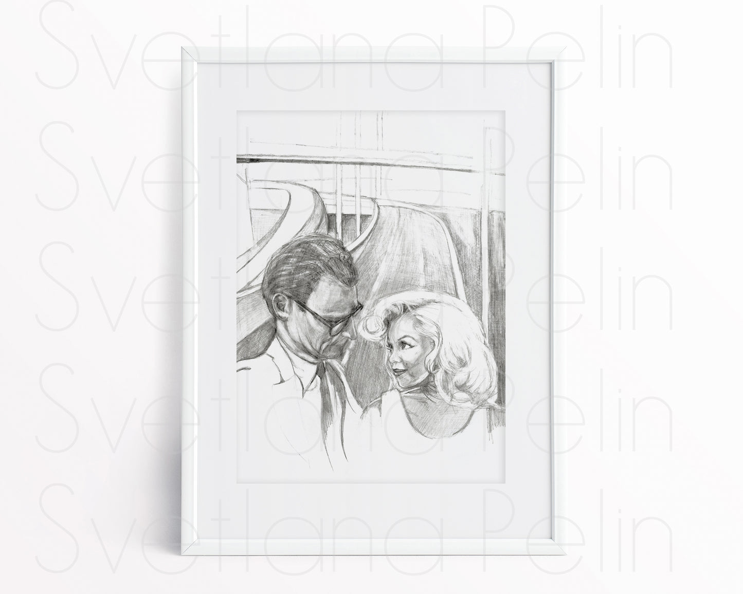 Marilyn Monroe, Arthur Miller, ORIGINAL Pencil Drawing, Artwork by Svetlana Pelin