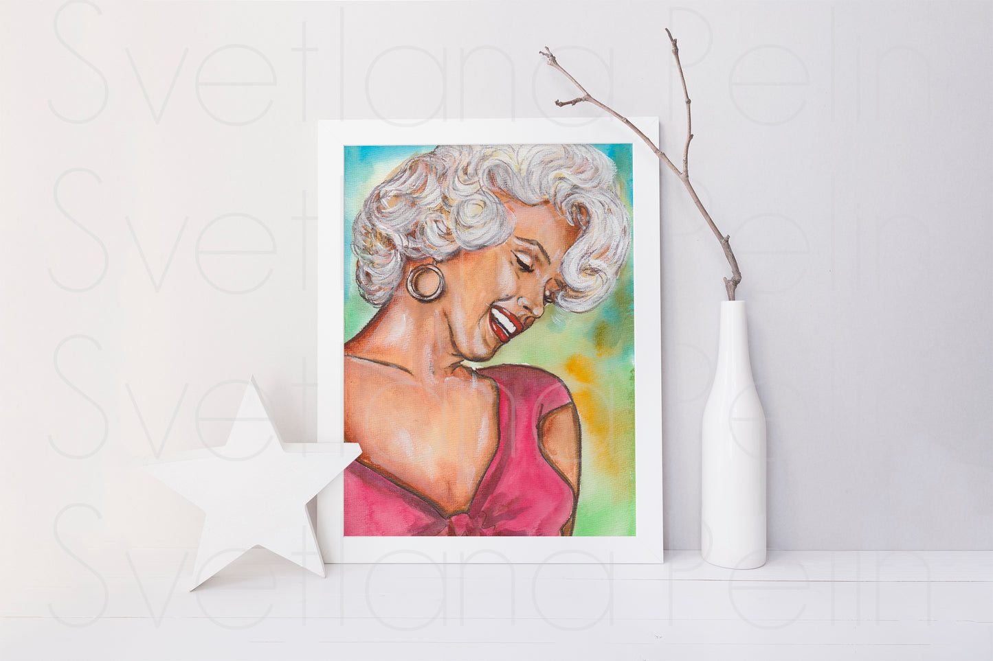 Marilyn Monroe, Niagara, Red dress, ORIGINAL Watercolor Painting, Artwork by Svetlana Pelin