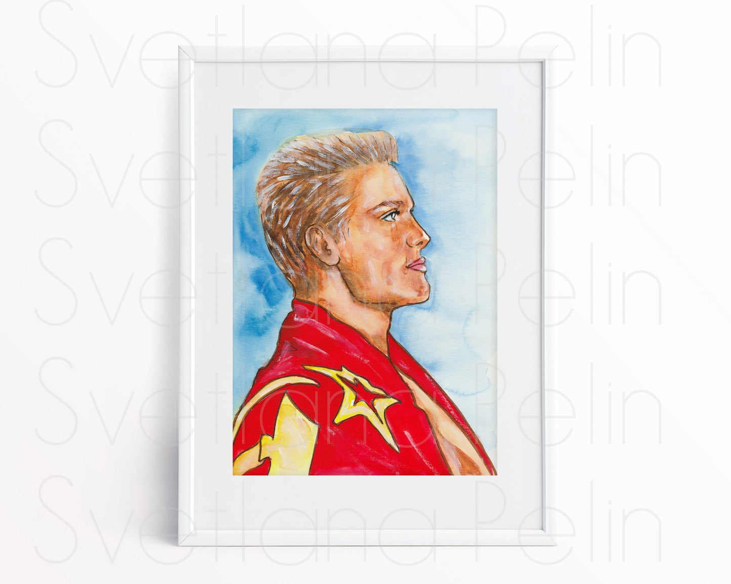 Dolph Lundgren, Ivan Drago, Rocky, ORIGINAL Watercolour Painting, Artwork by Svetlana Pelin