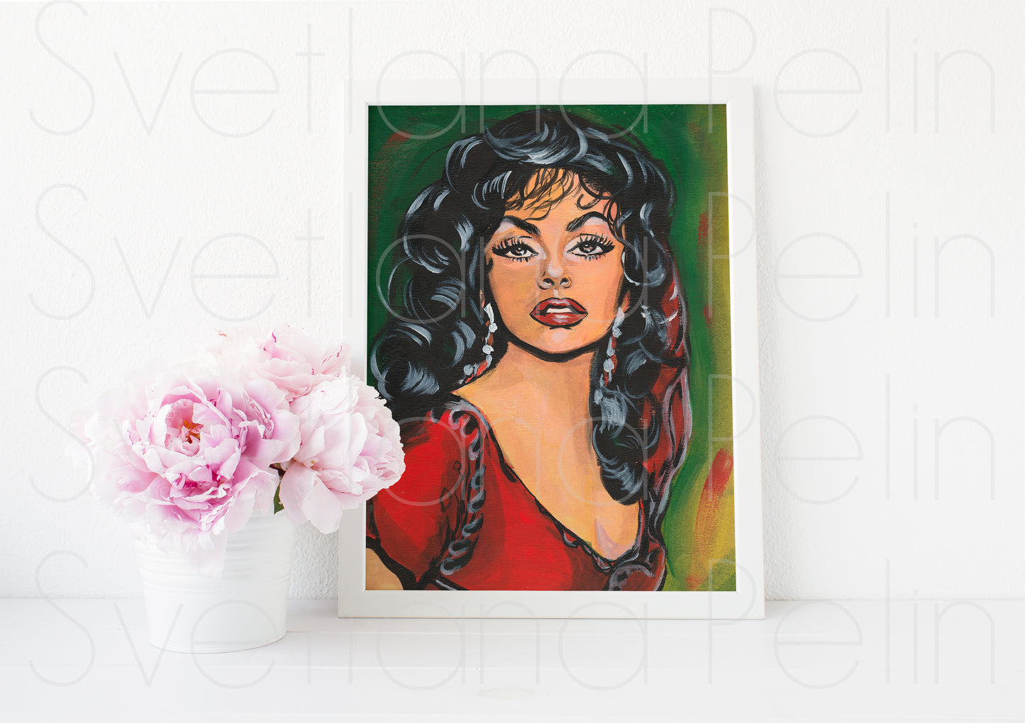Gina Lollobrigida, Esmeralda, Notre-Dame de Paris, ORIGINAL Acrylic Painting, Artwork by Svetlana Pelin
