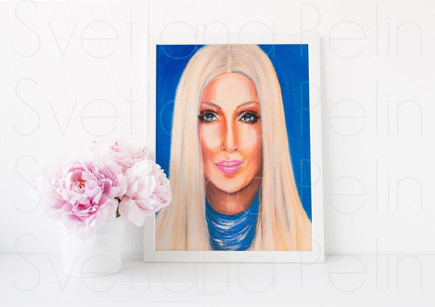 Cher, ORIGINAL Pastel drawing, Artwork by Svetlana Pelin