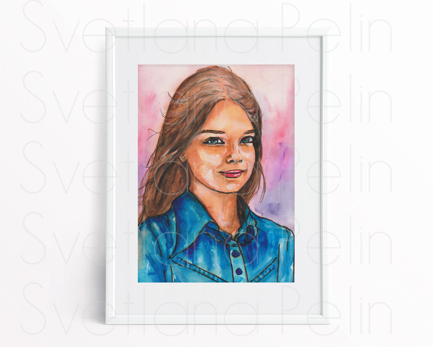 Brooke Shields, Child, ORIGINAL Watercolor Painting, Artwork by Svetlana Pelin