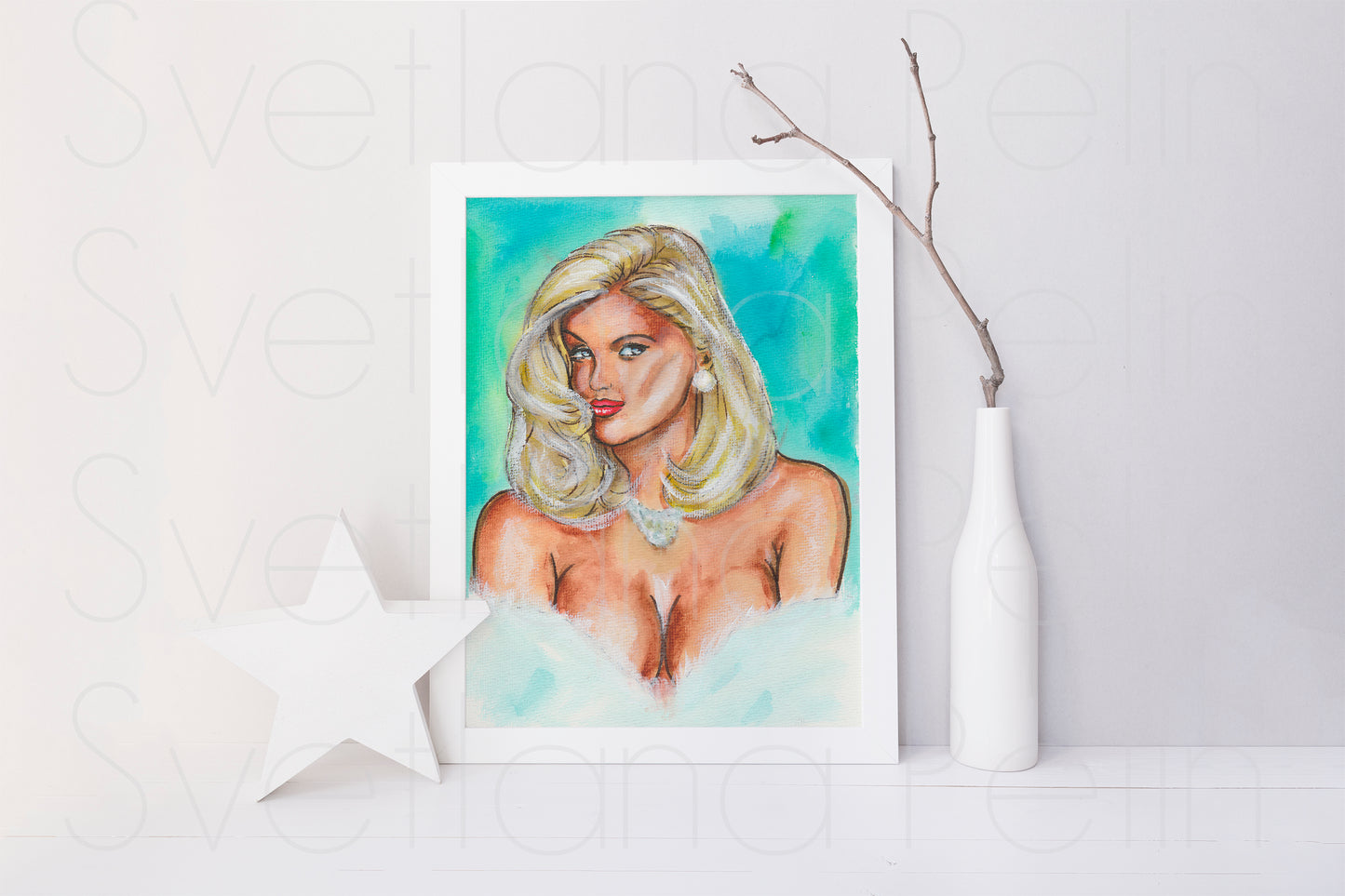 Anna Nicole Smith, ANS, ORIGINAL Watercolor Painting, Artwork by Svetlana Pelin