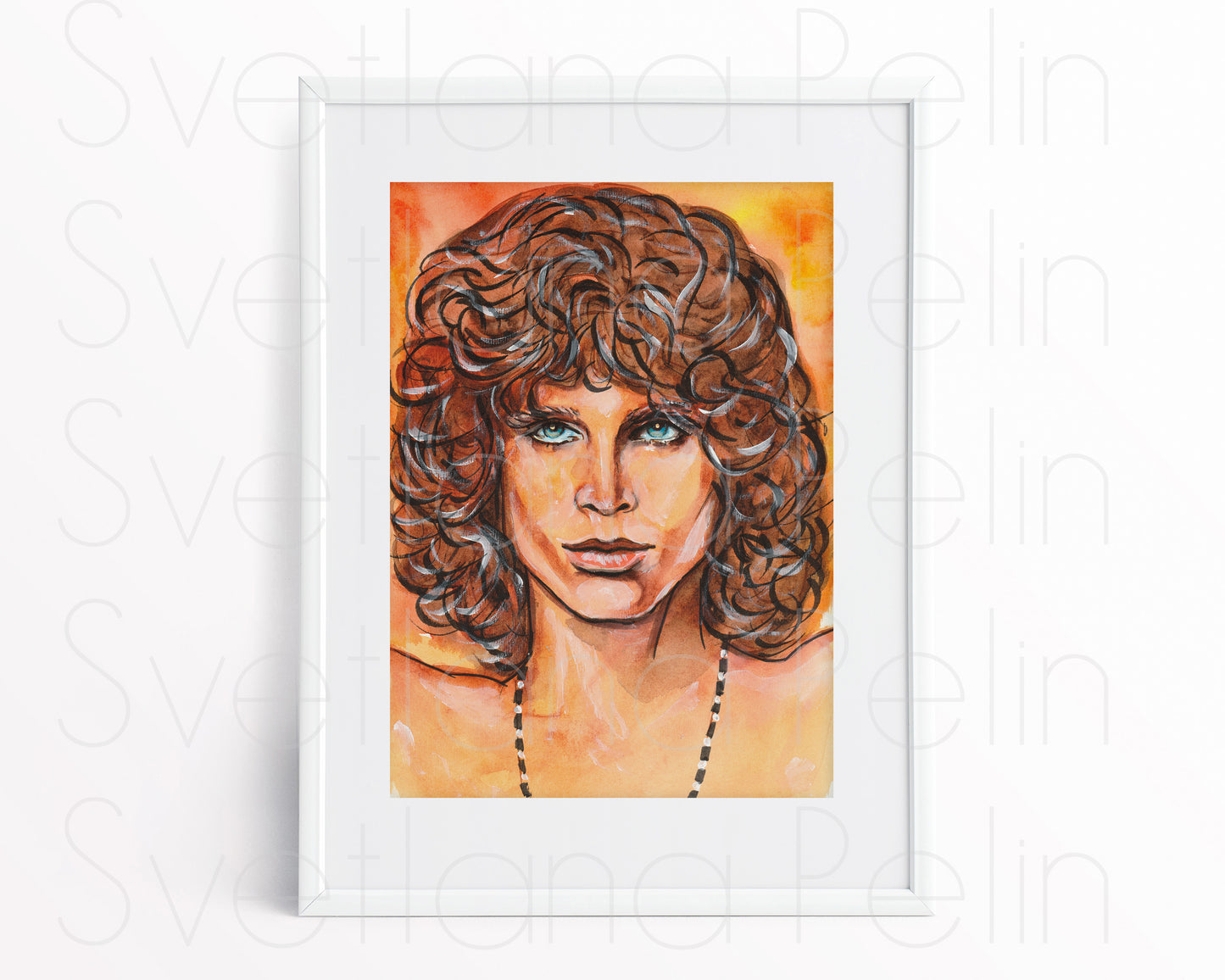 Jim Morrison, JM, ORIGINAL Watercolor Painting, Artwork by Svetlana Pelin