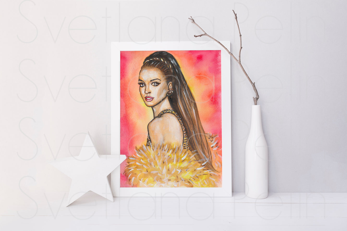 Anne Hathaway, ORIGINAL Watercolor Painting, Artwork by Svetlana Pelin