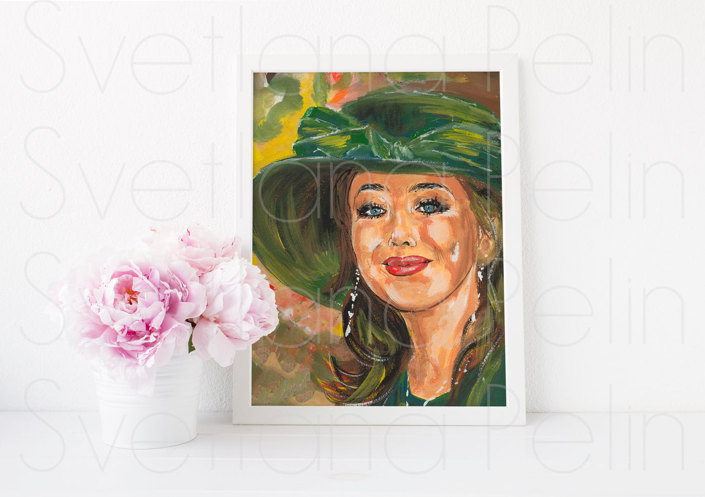 Isabelle Adjani, ORIGINAL Gouache painting, Artwork by Svetlana Pelin