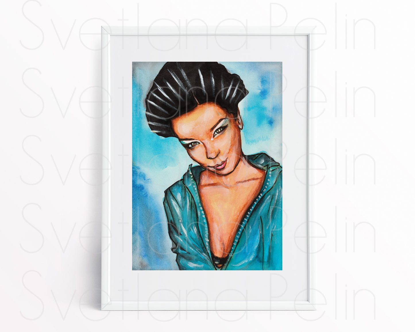 Björk, ORIGINAL Watercolor Painting, Artwork by Svetlana Pelin