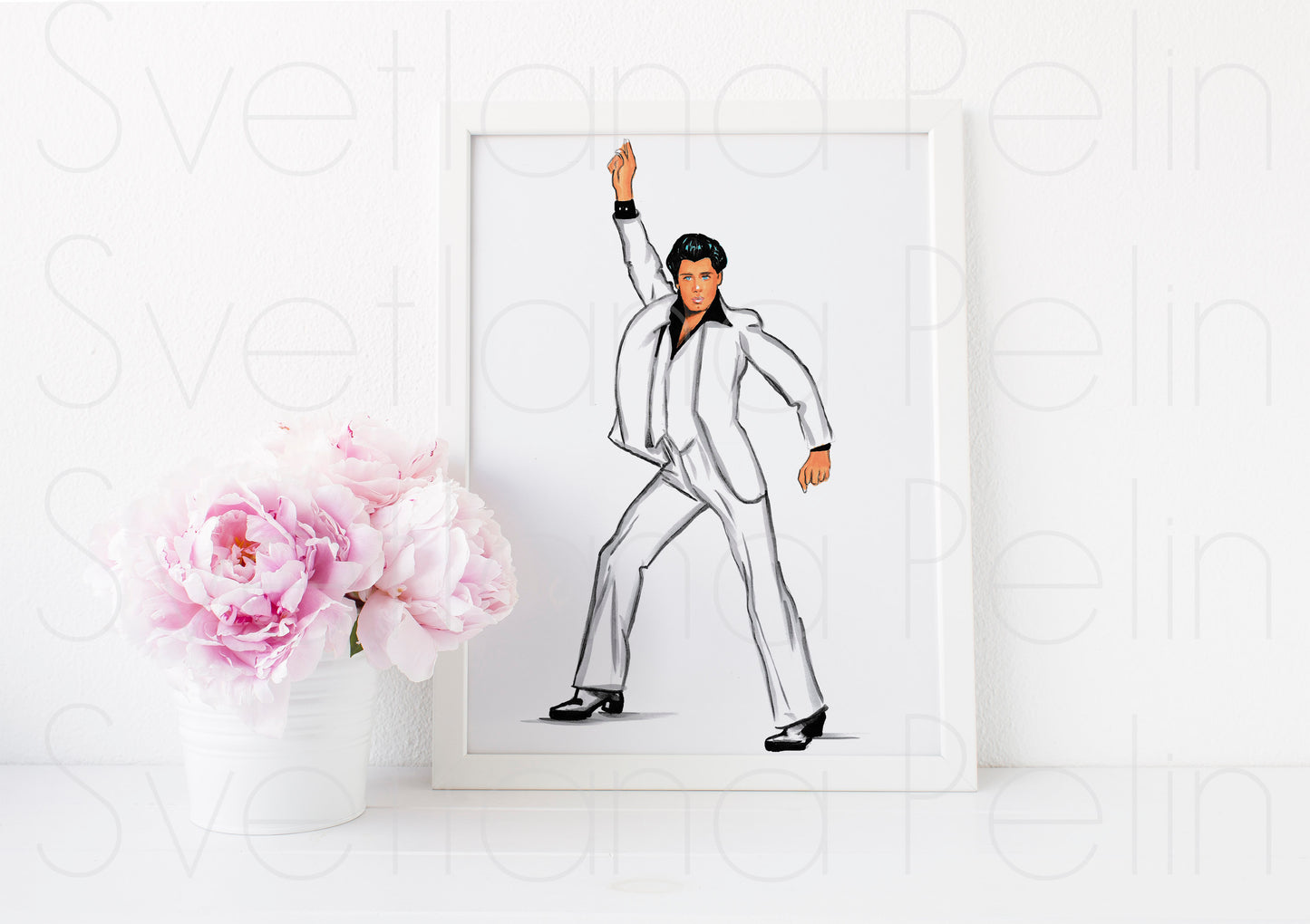 John Travolta, Saturday Night Fever, Tony Manero, ORIGINAL Marker drawing, Artwork by Svetlana Pelin