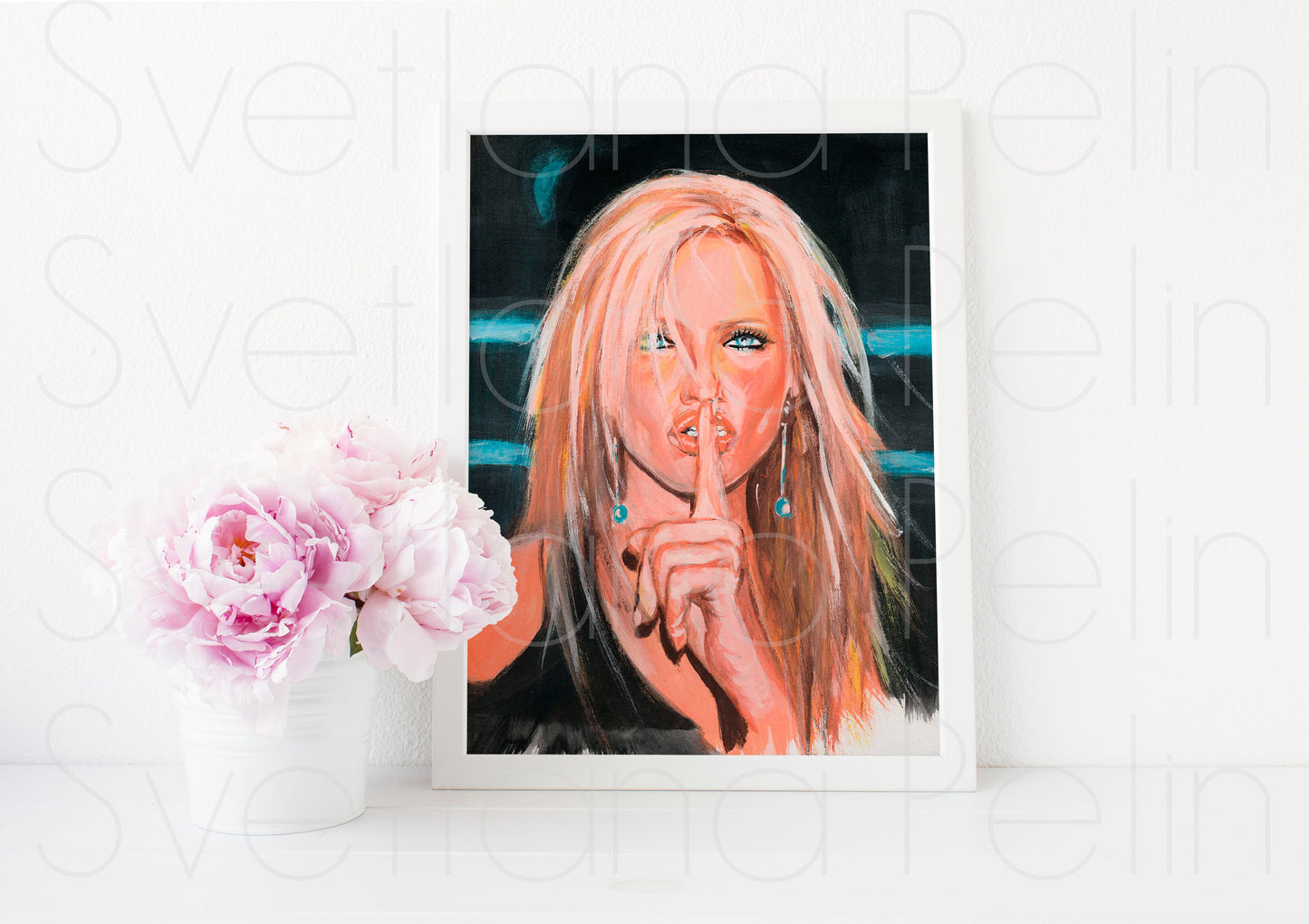 Cameron Diaz, ORIGINAL Gouache Painting, Artwork by Svetlana Pelin