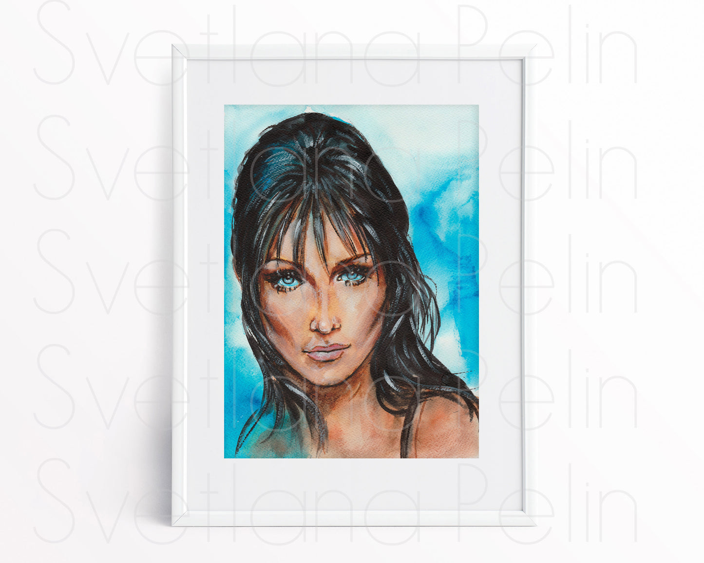 Carla Bruni, CBS, ORIGINAL Watercolor Painting, Artwork by Svetlana Pelin