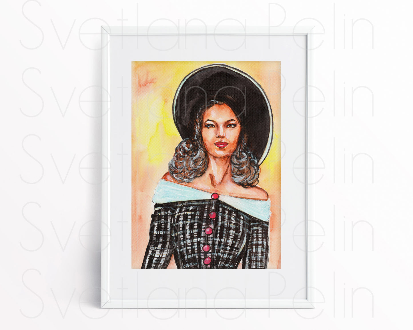 Fran Drescher, The Nanny, ORIGINAL Watercolor Painting, Artwork by Svetlana Pelin