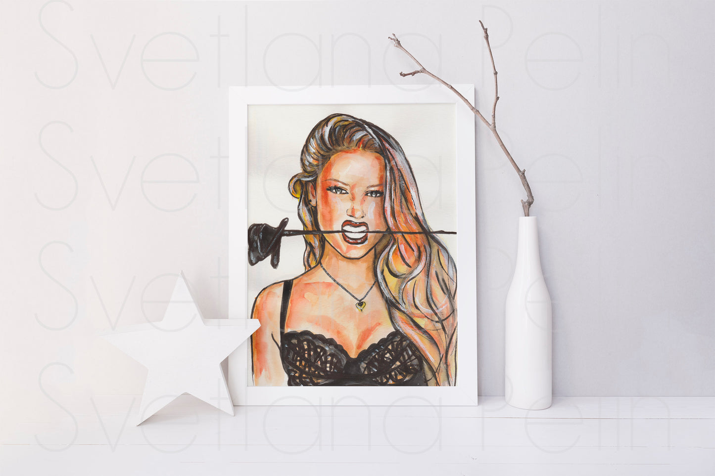 Amber Heard, ORIGINAL Watercolor Painting, Artwork by Svetlana Pelin
