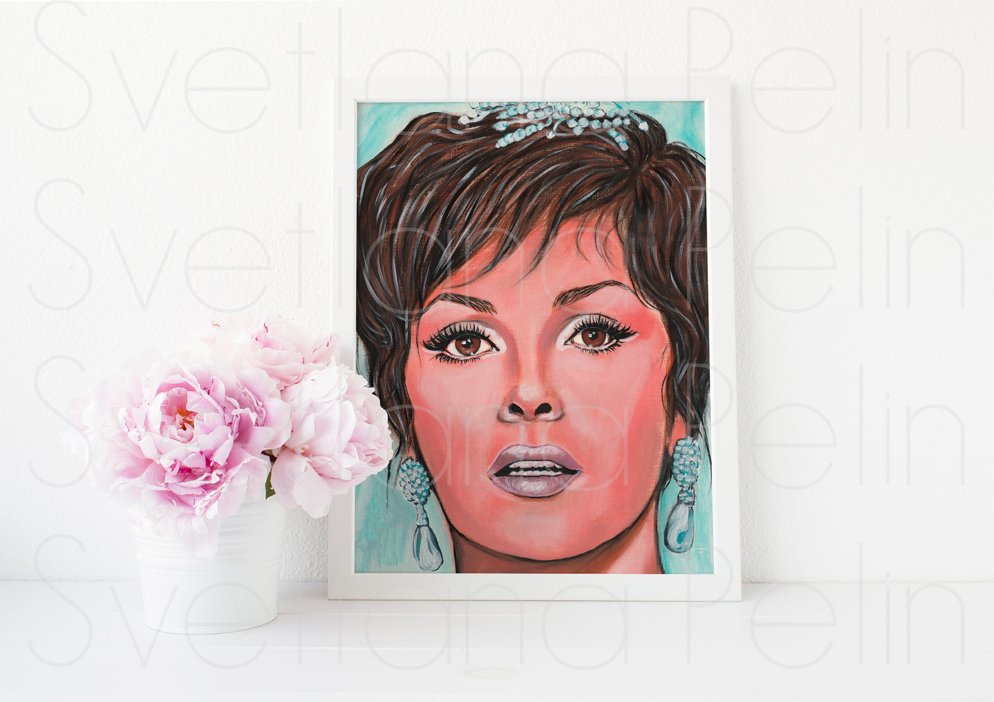 Gina Lollobrigida, Bride, Come September, ORIGINAL Oil Painting, Artwork by Svetlana Pelin