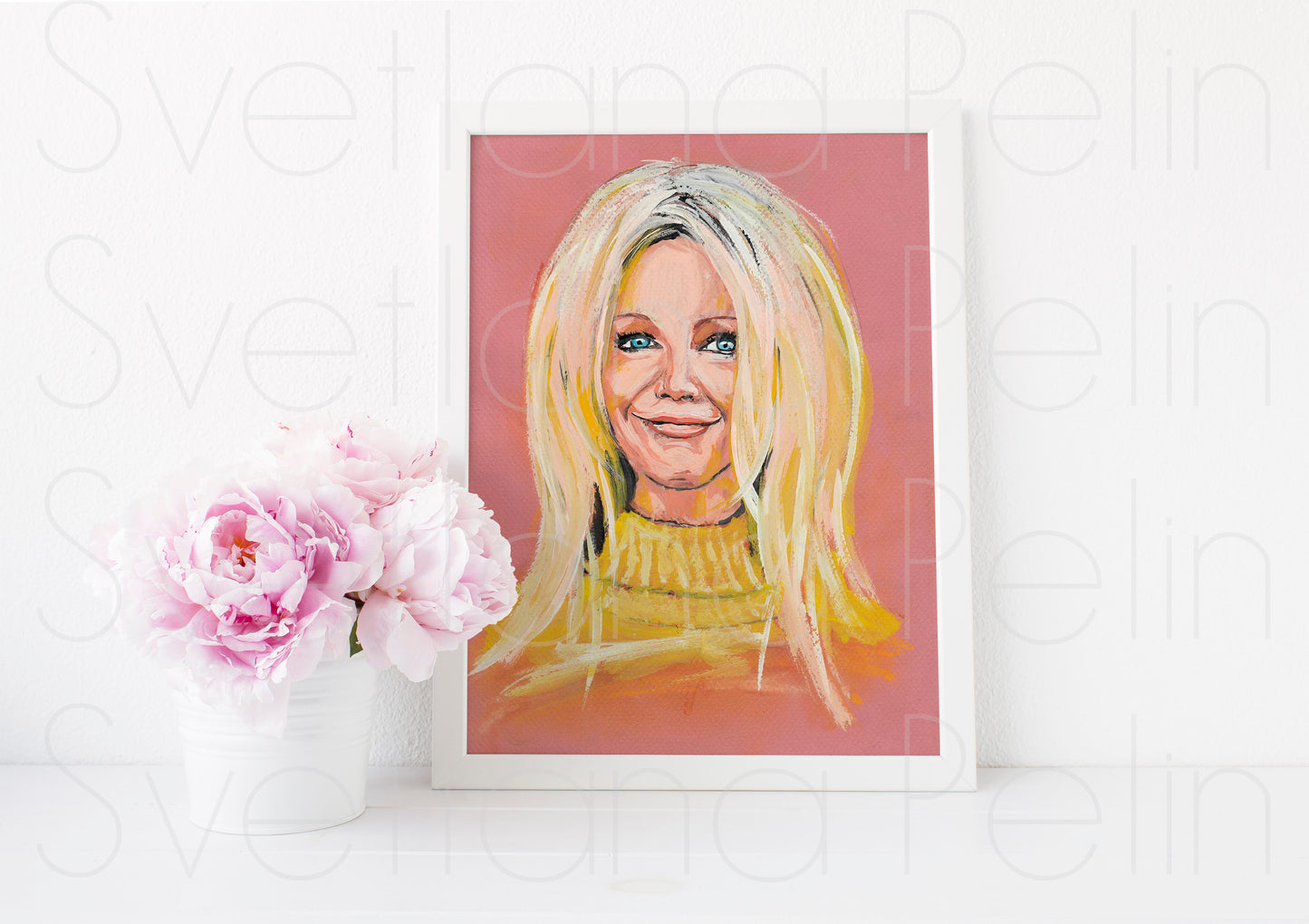 Heather Locklear, ORIGINAL Gouache Painting, Artwork by Svetlana Pelin