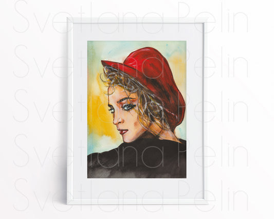 Madonna Louise Veronica Ciccone, MLVC, ORIGINAL Watercolor Painting, Artwork by Svetlana Pelin