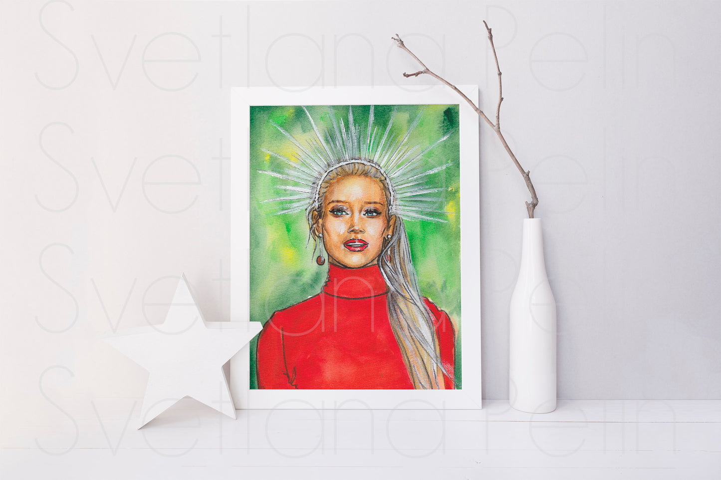 Amber Heard, ORIGINAL Watercolor Painting, Artwork by Svetlana Pelin