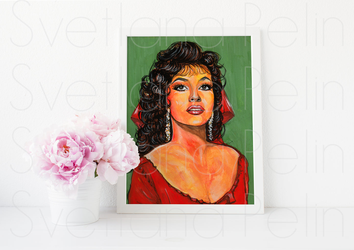 Gina Lollobrigida, Esmeralda, Notre-Dame de Paris, ORIGINAL Gouache painting, Artwork by Svetlana Pelim