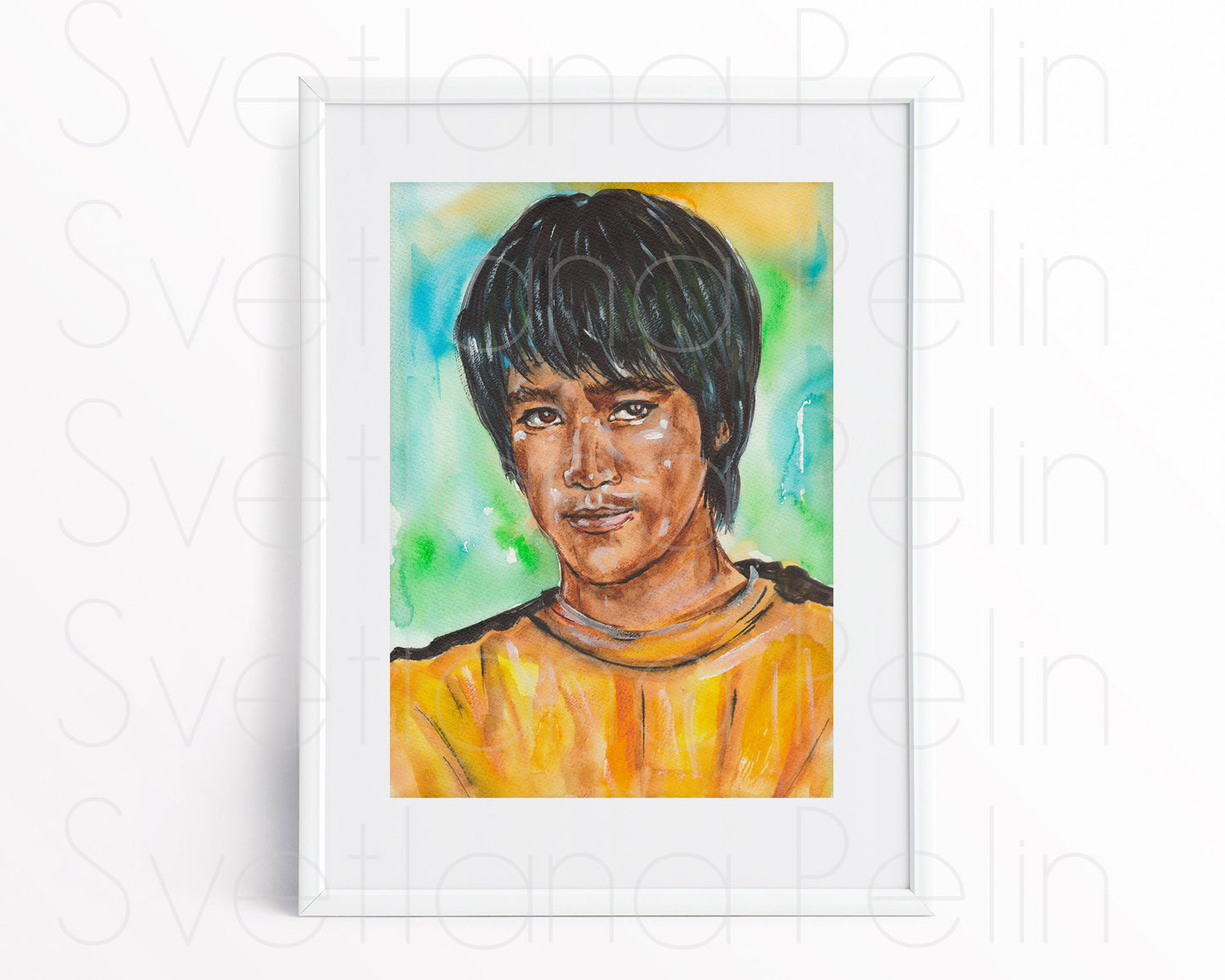 Bruce Lee, ORIGINAL Watercolor Painting, Artwork by Svetlana Pelin