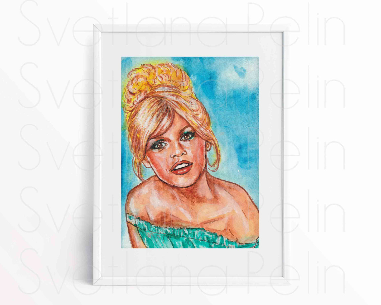 Brigitte Bardot, ORIGINAL Watercolor Painting, Artwork by Svetlana Pelin