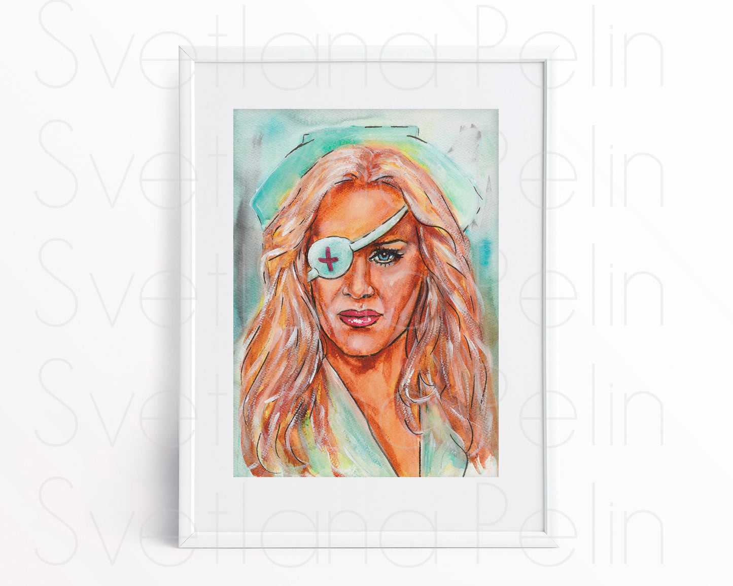 Daryl Hannah, Elle Driver, Nurce, Kill Bill, ORIGINAL Watercolor Painting, Artwork by Svetlana Pelin