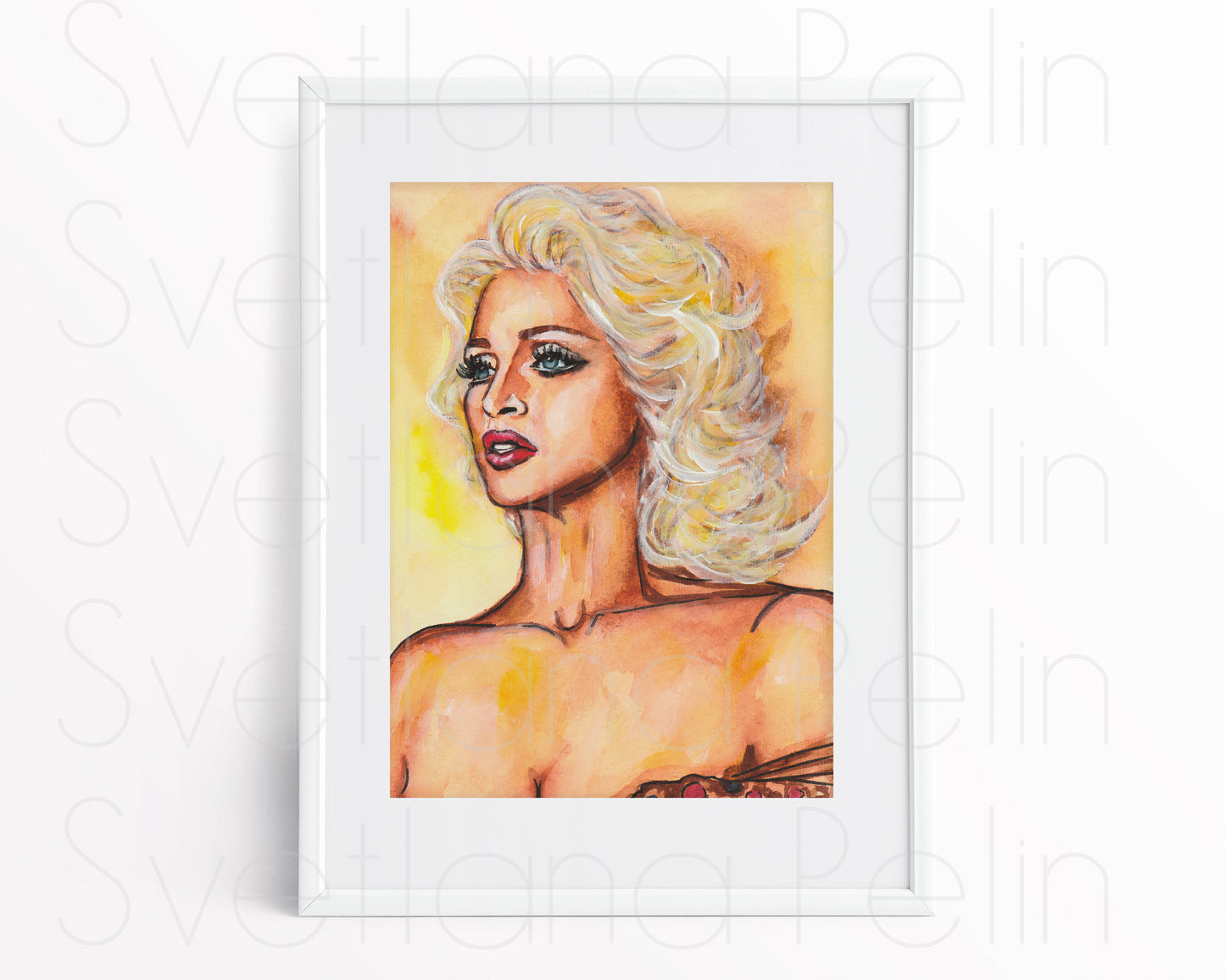 Madonna Louise Veronica Ciccone, MLVC, ORIGINAL Watercolor Painting, Artwork by Svetlana Pelin