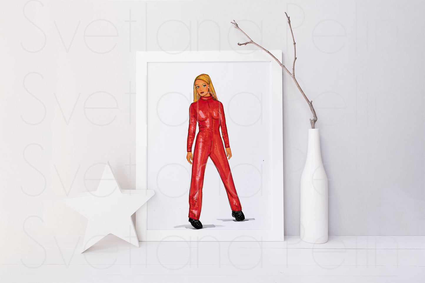 Britney Spears, Oops!...I Did It Again, ORIGINAL Marker drawing, Artwork by Svetlana Pelin