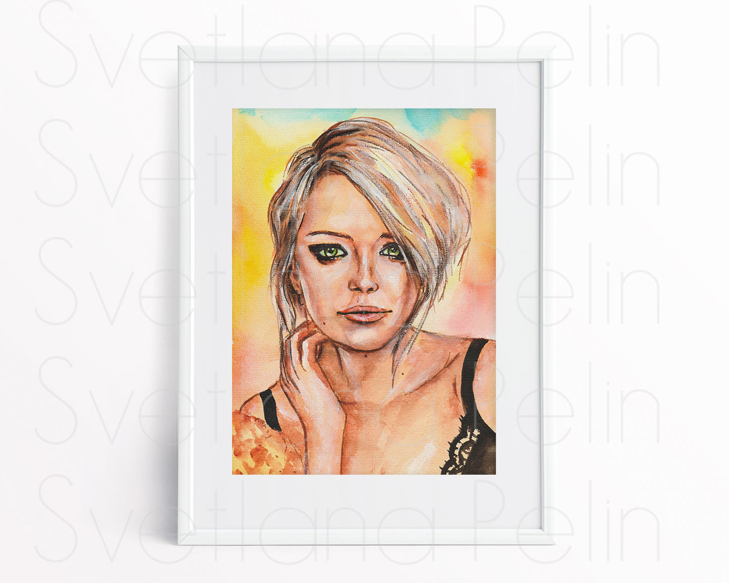 Emma Stone, ORIGINAL Watercolr Painting, Artwork by Svetlana Pelin