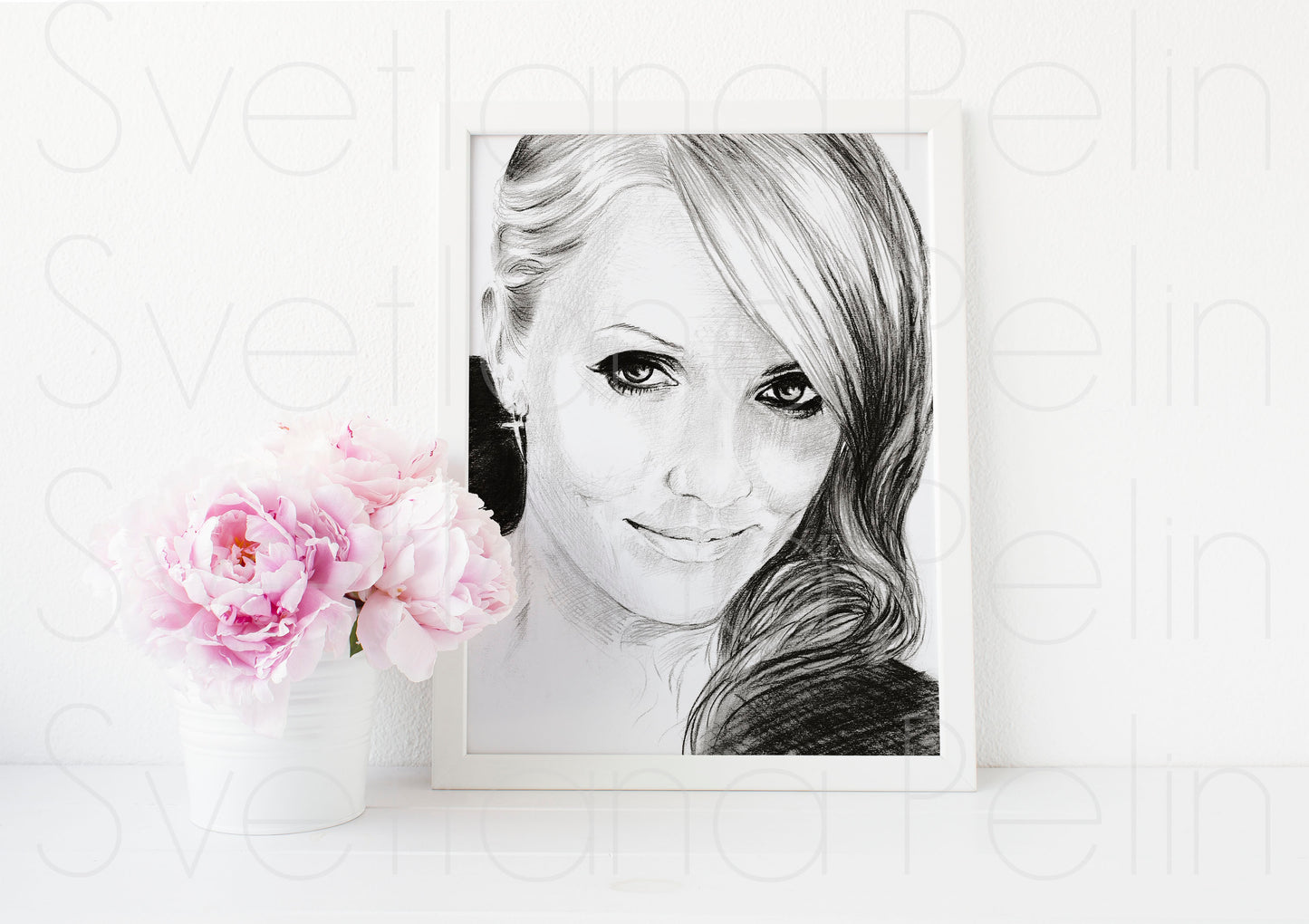 Cameron Diaz, Black and White, ORIGINAL Charcoal drawing, Artwork by Svetlana Pelin