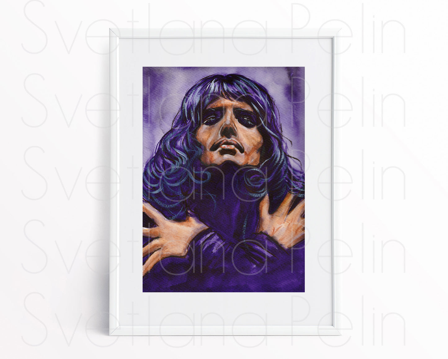Freddie Mercury, Bohemian Rhapsody, ORIGINAL Watercolor Painting, Artwork by Svetlana Pelin