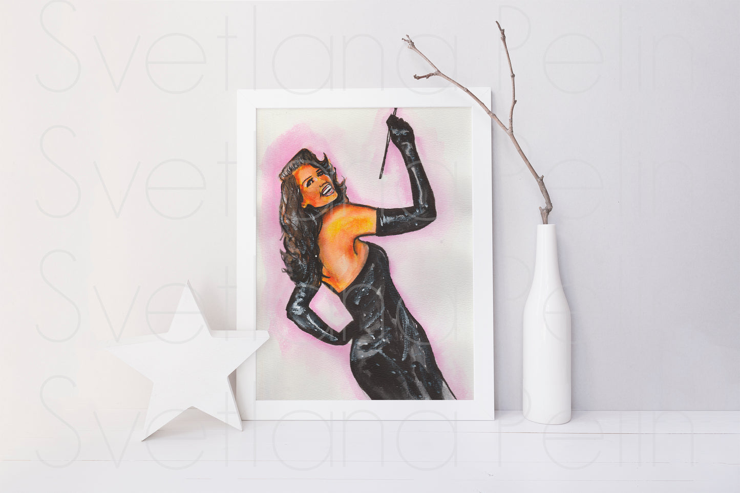Rita Hayworth, Gilda, ORIGINAL Watercolour Painting, Artwork by Svetlana Pelin