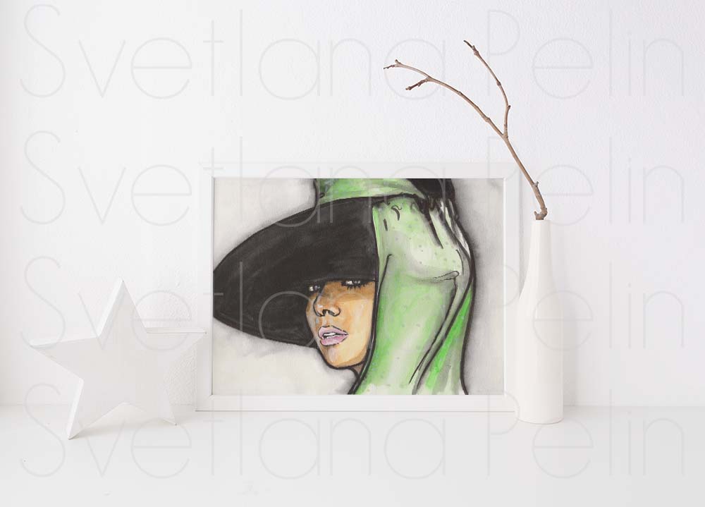 Audrey Hepburn, Breakfast at Tiffany's, ORIGINAL Watercolor Painting, Artwork by Svetlana Pelin